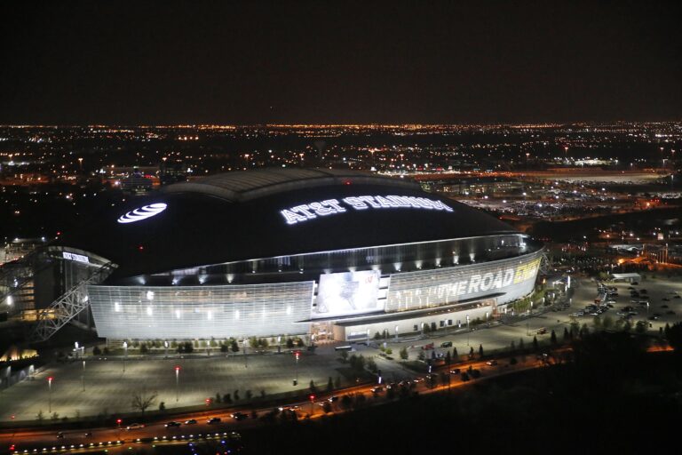 Texas Football Forever AT&T Stadium at night